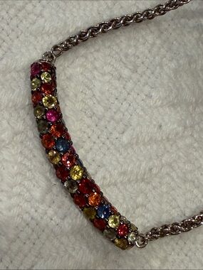 Effy Sterling Silver Multi-Stone Curved Bar Necklace - Silver